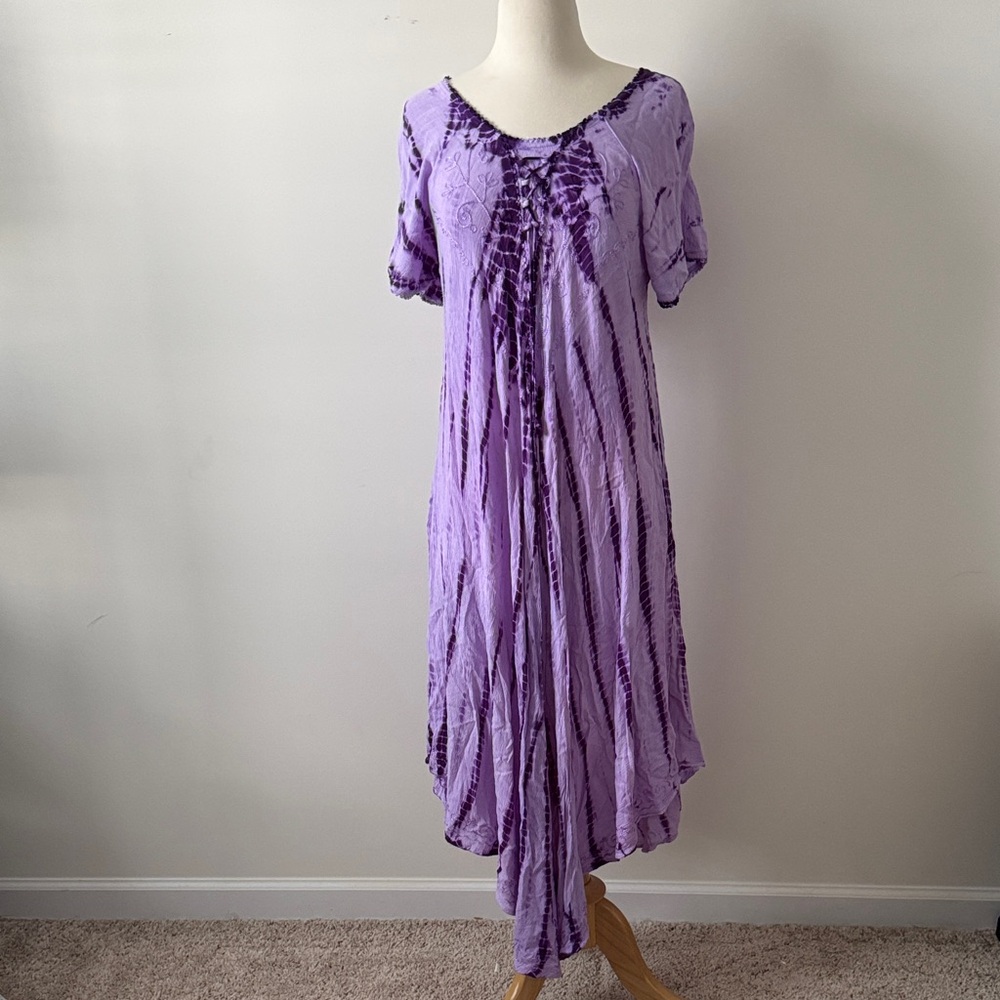Sakkas Lavender Tie-Dye Dress